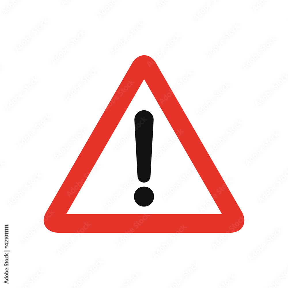 Triangular traffic signal in white and red, isolated on white background. Other warnings Triangular traffic signal in white and red, isolated on white background. Other warnings