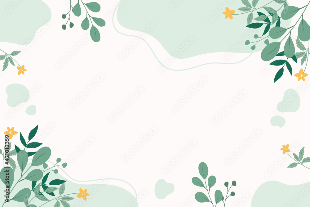 Botanical background with leaves.Floral banner template. 