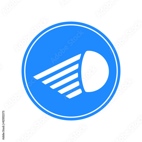 Rounded traffic signal in blue and white, isolated on white background. Compulsory to use short-range lighting
