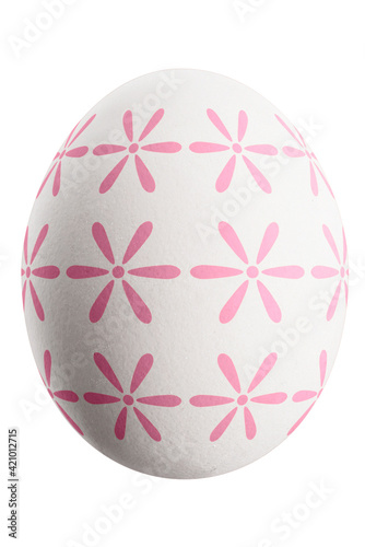 Large picture of an isolated easter egg with a floral pattern.