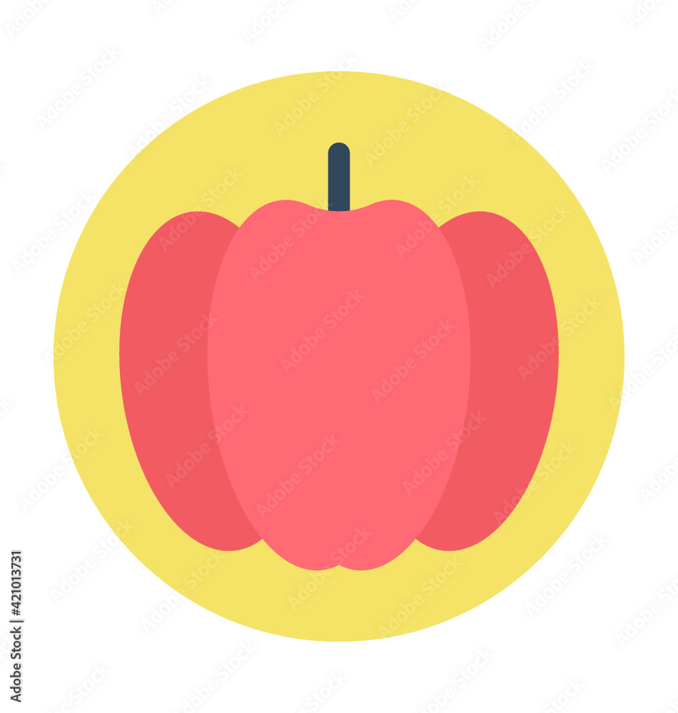 Obraz premium Bell Pepper Colored Vector Icon