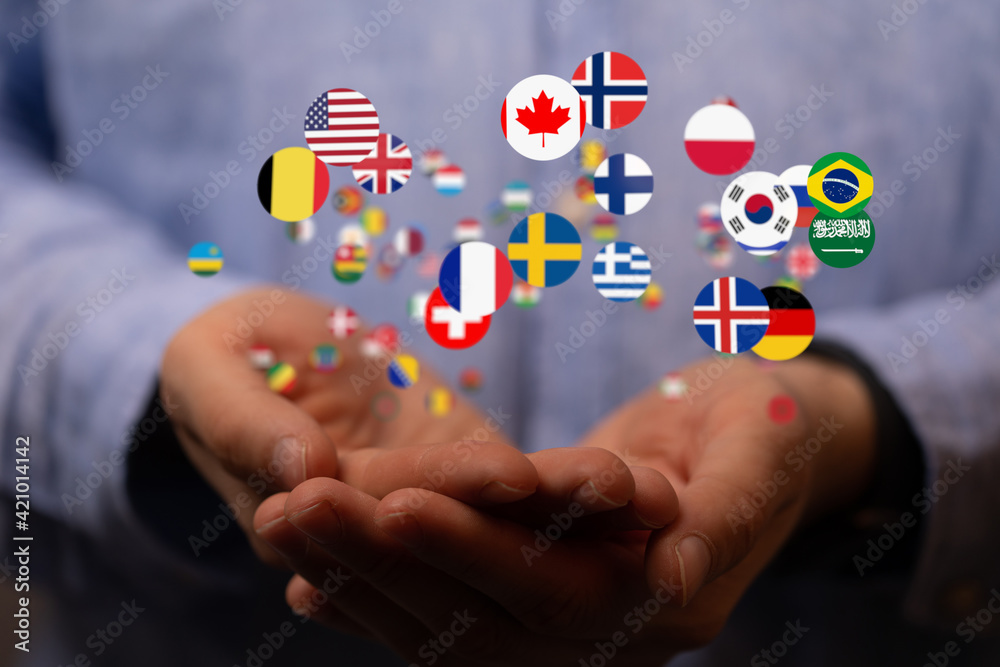 World map with all states and their flags,3d render. World map with all states and their flags,3d render.