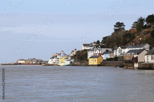 A view of some of the pretty coastal cottages at Aberdyfi, Gwynedd, Wales, UK. photo