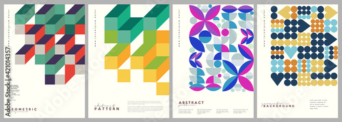 Minimalistic backgrounds. A set of vector illustrations. Vintage style. Perfect for painting, poster, billboard or cover art. Vector geometric abstract illustrations.