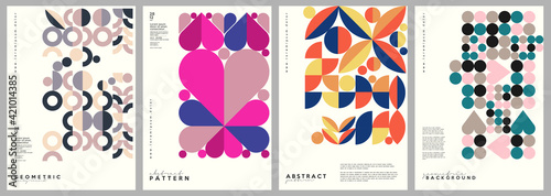 Minimalistic backgrounds. Vector geometric abstract illustrations. A set of vector illustrations. Vintage style. Perfect for painting, poster, billboard or cover art.