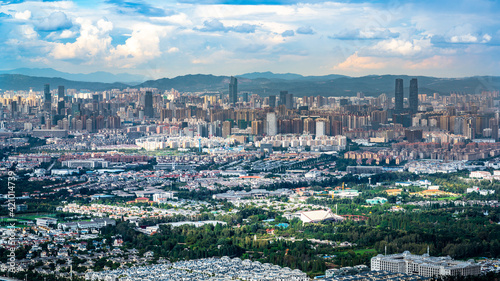 Fototapeta Naklejka Na Ścianę i Meble -  Kunming city skyline panorama with buildings of downtown area Yunnan China