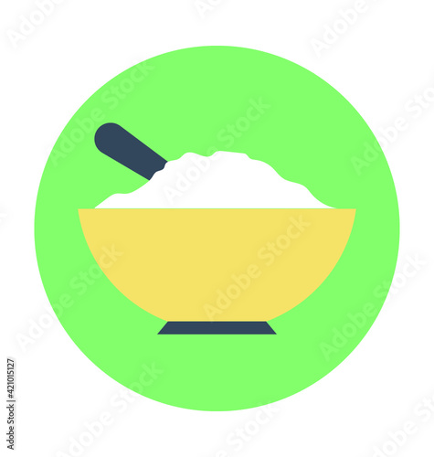 Rice Bowl Colored Vector Icon