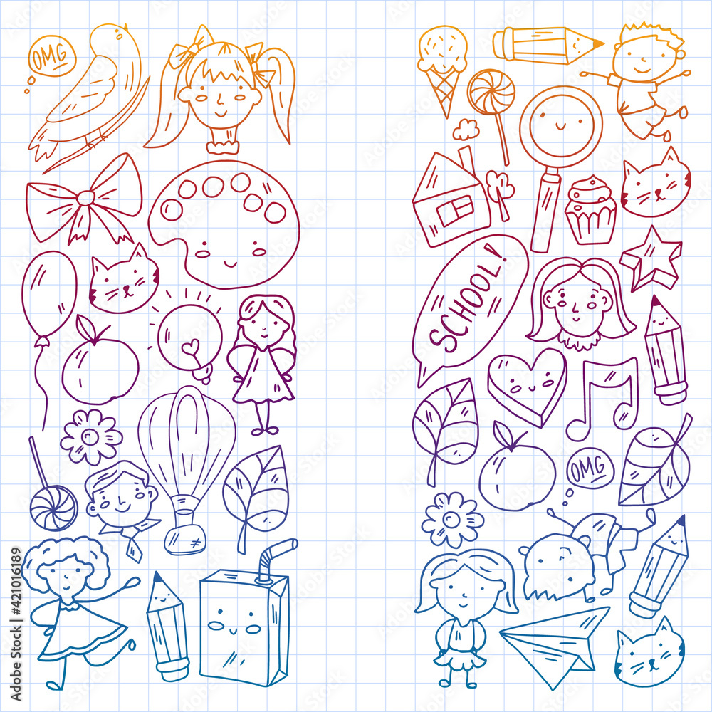 Vector pattern with items for school. Online internet education, e-learning. Vector pattern with items for school. Online internet education, e-learning.