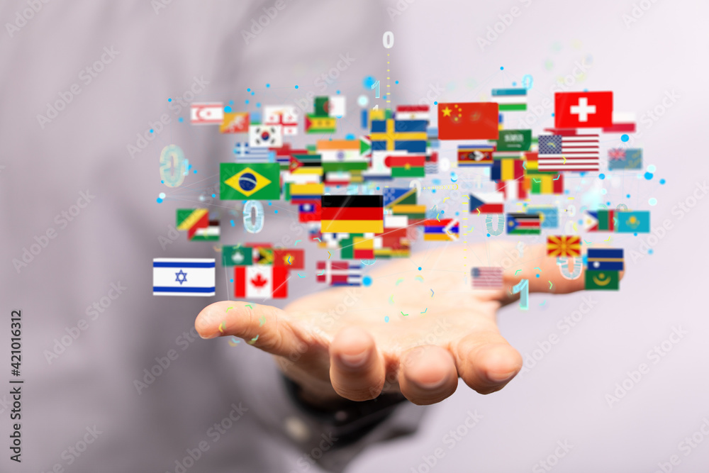 World map with all states and their flags,3d render. World map with all states and their flags,3d render.