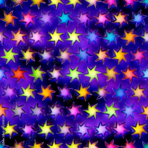 Seamless texture of abstract bright shiny colorful stars