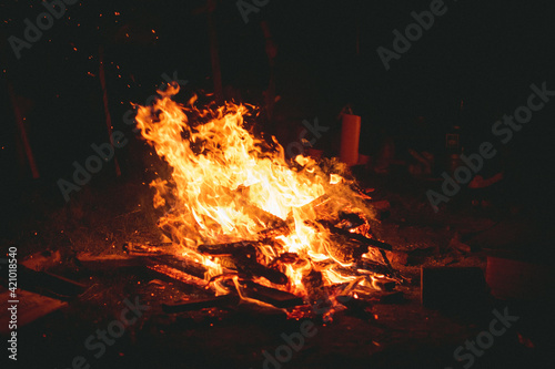 fire in the fireplace