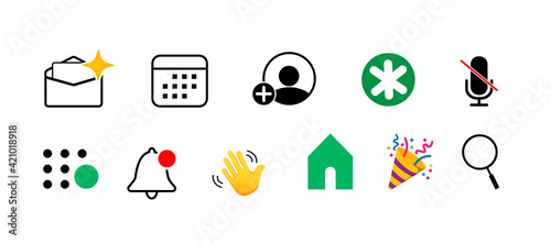 Clubhouse social network icons.Chat rooms. Some user interface bits .Cludhouse App.Drop in Audio.Set of icons isolated on white background.