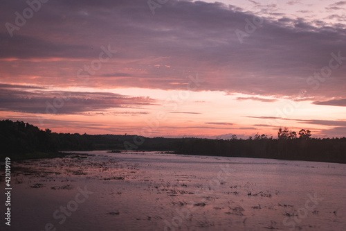 sunset over the river
