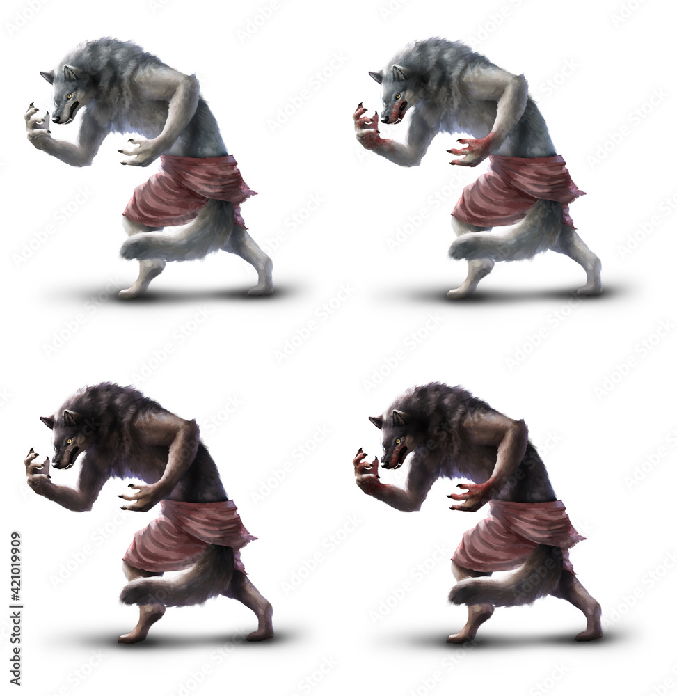 人狼毛色2種血のり有り無しstock Illustration Adobe Stock