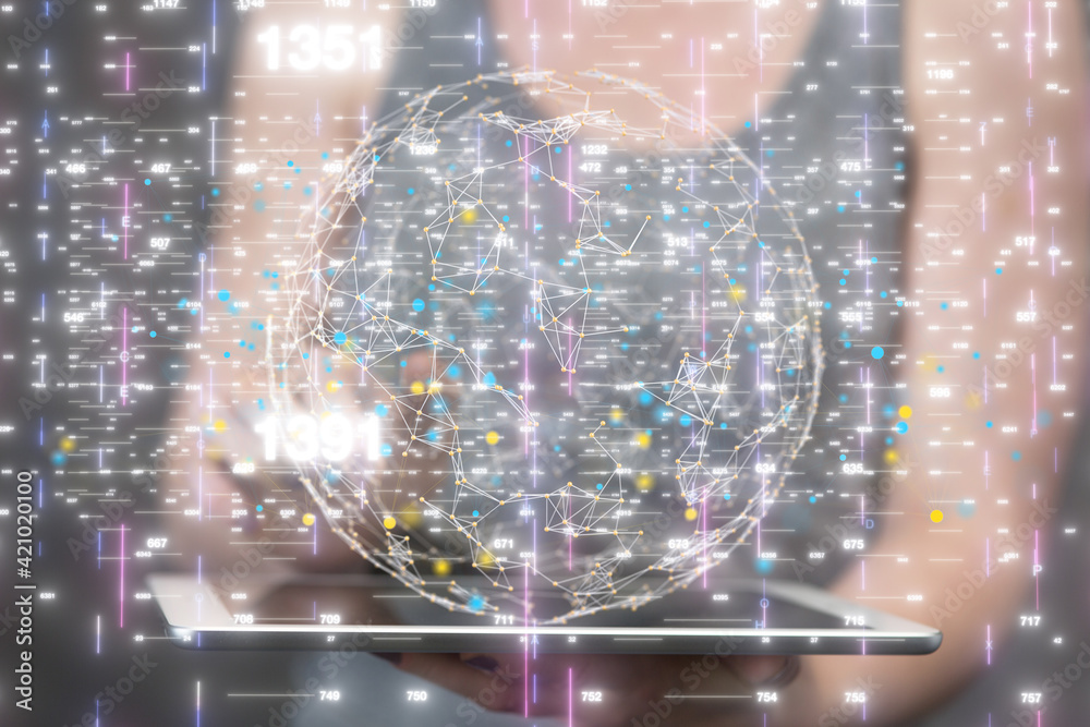 Fototapeta premium Telecommunication concept with abstract network structure