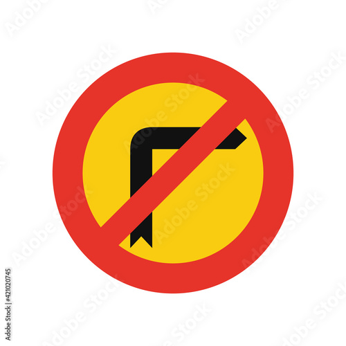 Rounded traffic signal in yellow and red, isolated on white background. Temporary right turn prohibited Free Download Rounded traffic signal in yellow and red, isolated on white background. Temporary right turn prohibited - GFXLoad