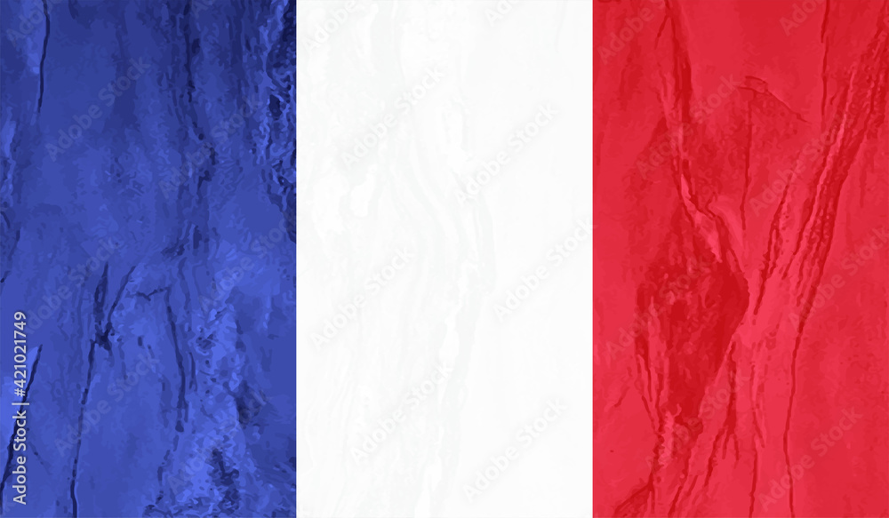 Grunge France flag. France flag with waving grunge texture.