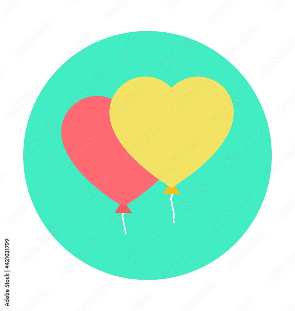 Heart Balloon Colored Vector Icon