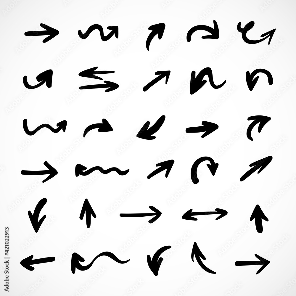 Vector set of hand-drawn arrows, elements for presentation Vector set of hand-drawn arrows, elements for presentation