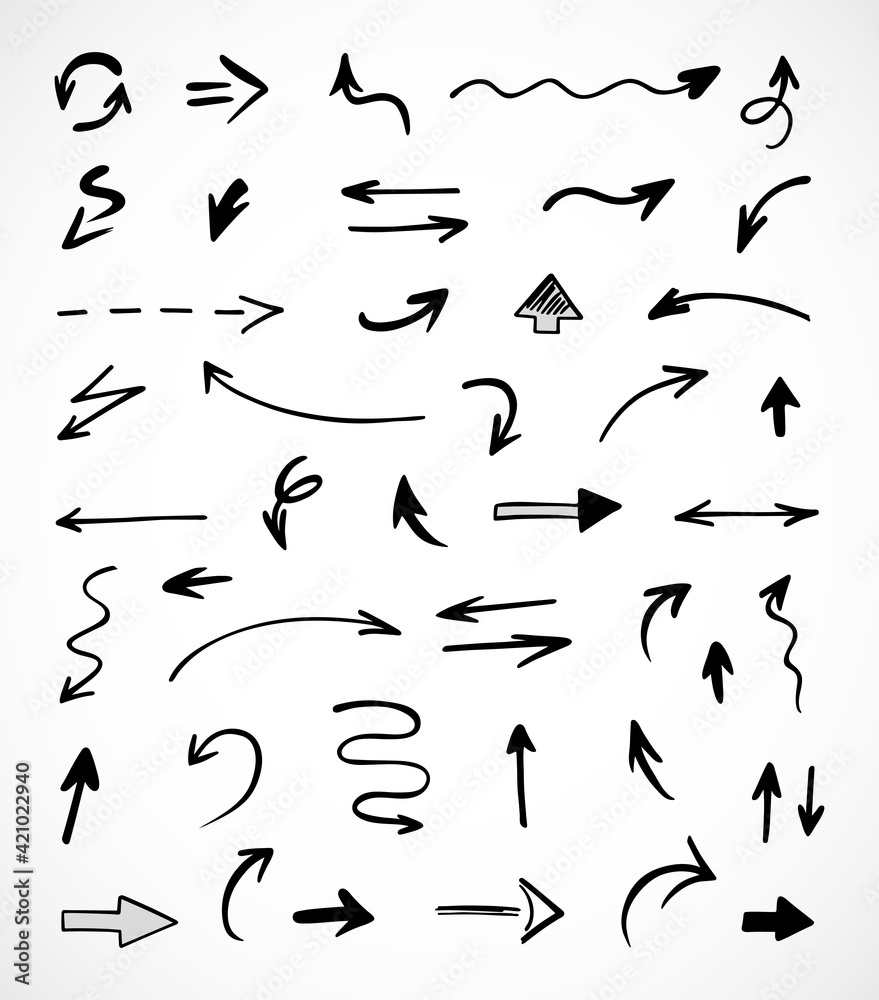 Vector set of hand-drawn arrows, elements for presentation Vector set of hand-drawn arrows, elements for presentation