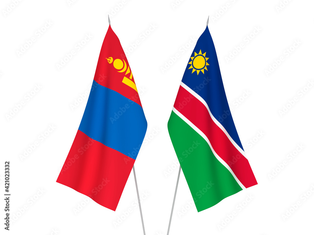 Mongolia and Republic of Namibia flags