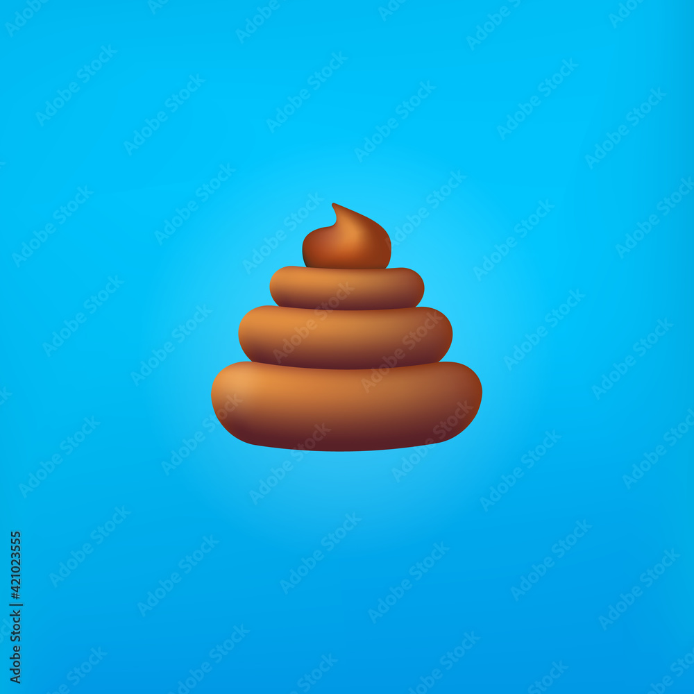 Vector chocolate sweet poop icon isolated on abstract blue background. Cartoon funky pile of poo sticker for your design Vector chocolate sweet poop icon isolated on abstract blue background. Cartoon funky pile of poo sticker for your design