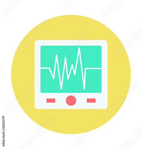 Ecg Machine Colored Vector Icon