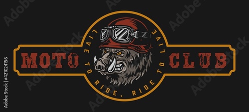 Vintage moto club colorful logo