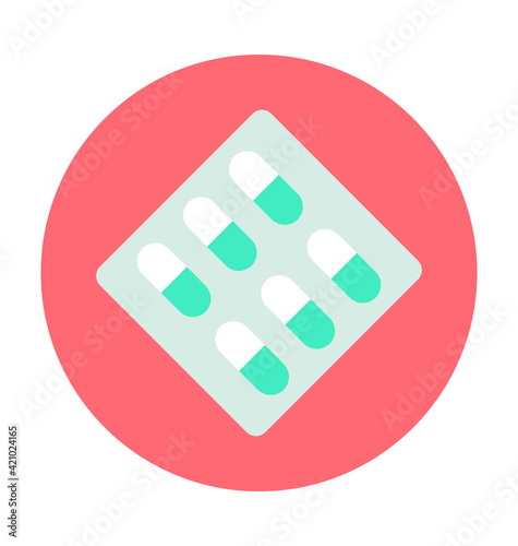Pills Strip Colored Vector Icon