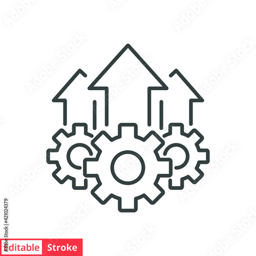 Operational excellence line icon. Simple outline style symbol. Optimize technology, innovation, production growth concept. Vector illustration isolated on white background. Editable Stroke EPS 10.