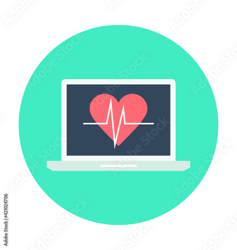 Ecg Machine Colored Vector Icon