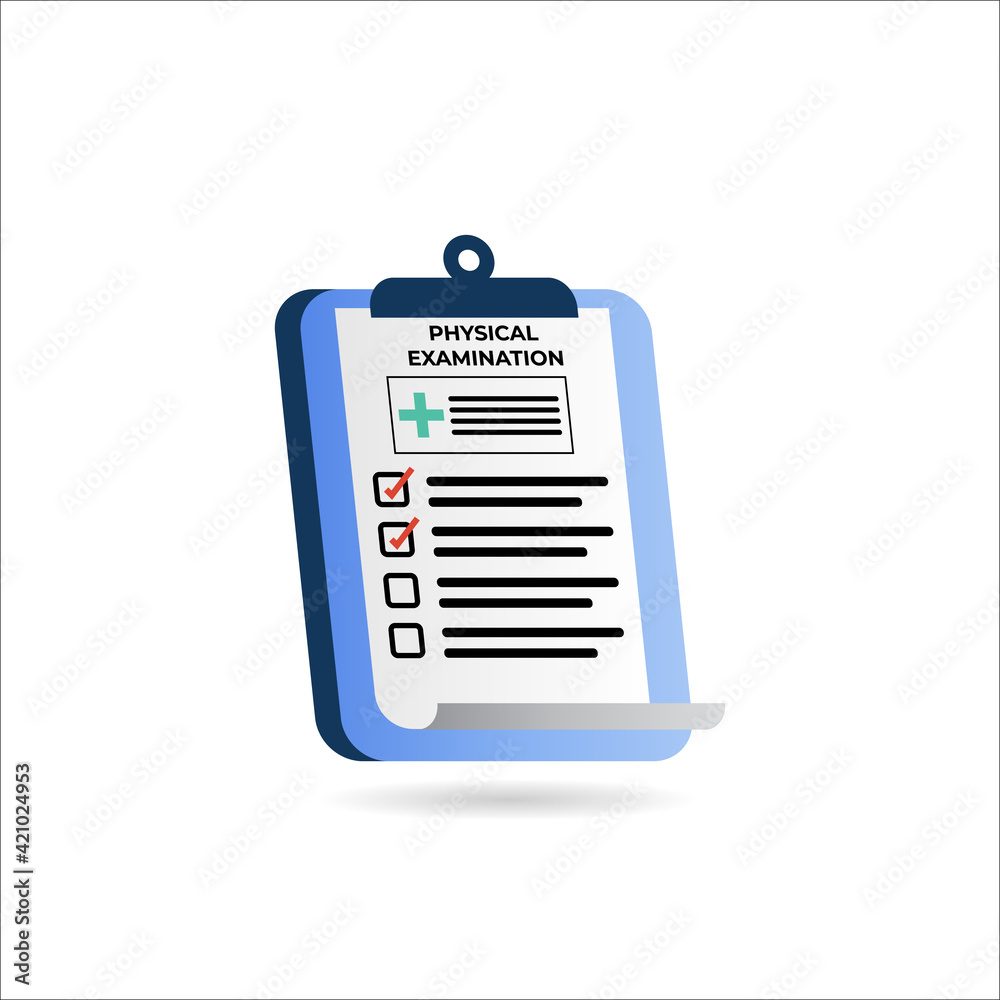 Physical examination report. Healthcare icon. flat style and colorful design, vector illustration Physical examination report. Healthcare icon. flat style and colorful design, vector illustration