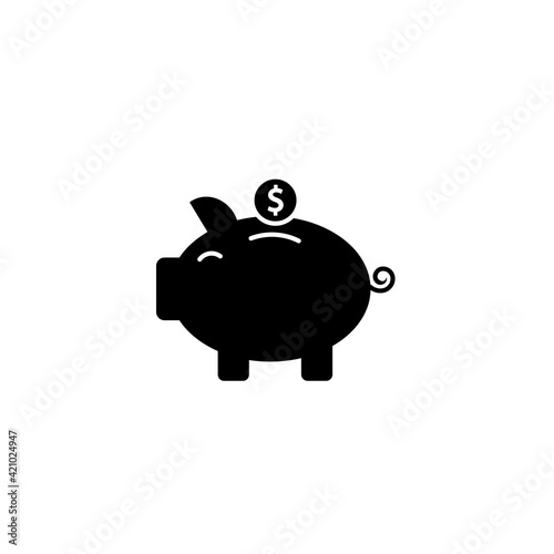 Piggy bank and dollar coin icon thin line for web and mobile, modern minimalistic flat design.