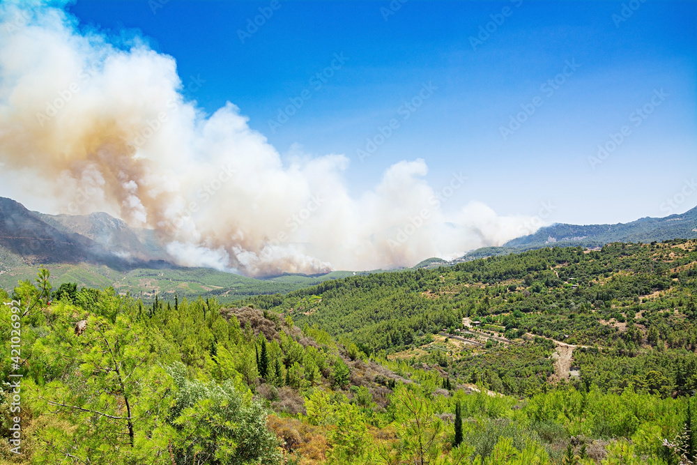 Wildfires in Turkey. Kemer. Mountain ranges