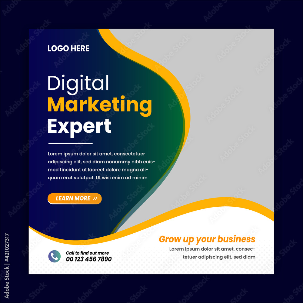 Obraz premium Digital marketing expert business social media banner square flyer promotion social media post template Entrepreneur Marketing ads