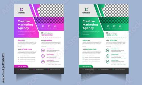 Corporate Business flyer template vector design, Flyer Template Geometric shape used for business poster Graphic design layout, IT Company flyer with blue geometric shapes.