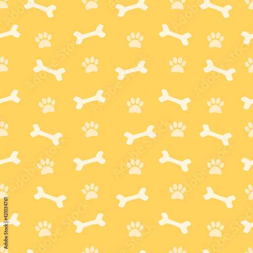 Seamless pattern. Bones and dog tracks.