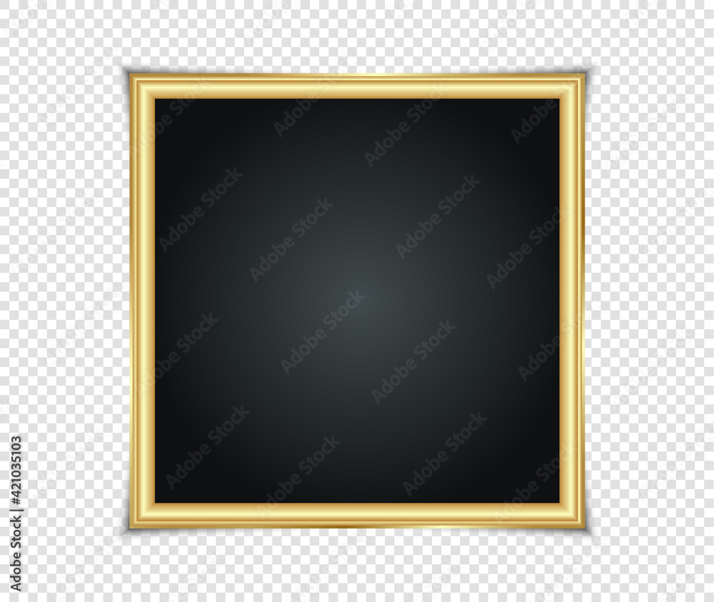 Gold shiny glowing frame with shadows isolated on transparent background. Gold luxury vintage style realistic border, photo, banner. illustration - Vector Gold shiny glowing frame with shadows isolated on transparent background. Gold luxury vintage style realistic border, photo, banner. illustration - Vector