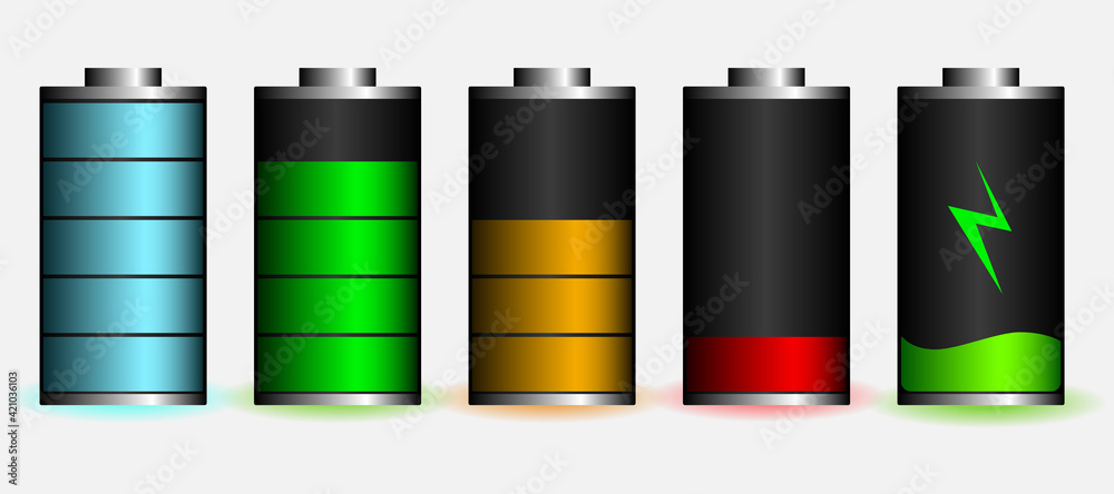 Discharged and fully charged battery smartphone - vector infographic. Isolated on white background Discharged and fully charged battery smartphone - vector infographic. Isolated on white background