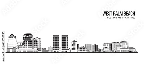 Cityscape Building Abstract Simple shape and modern style art Vector design - West Palm Beach city