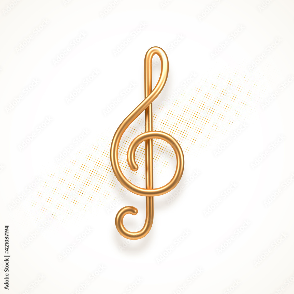 Treble Clef Musical Symbol Golden Color Vector Stock Vector Image