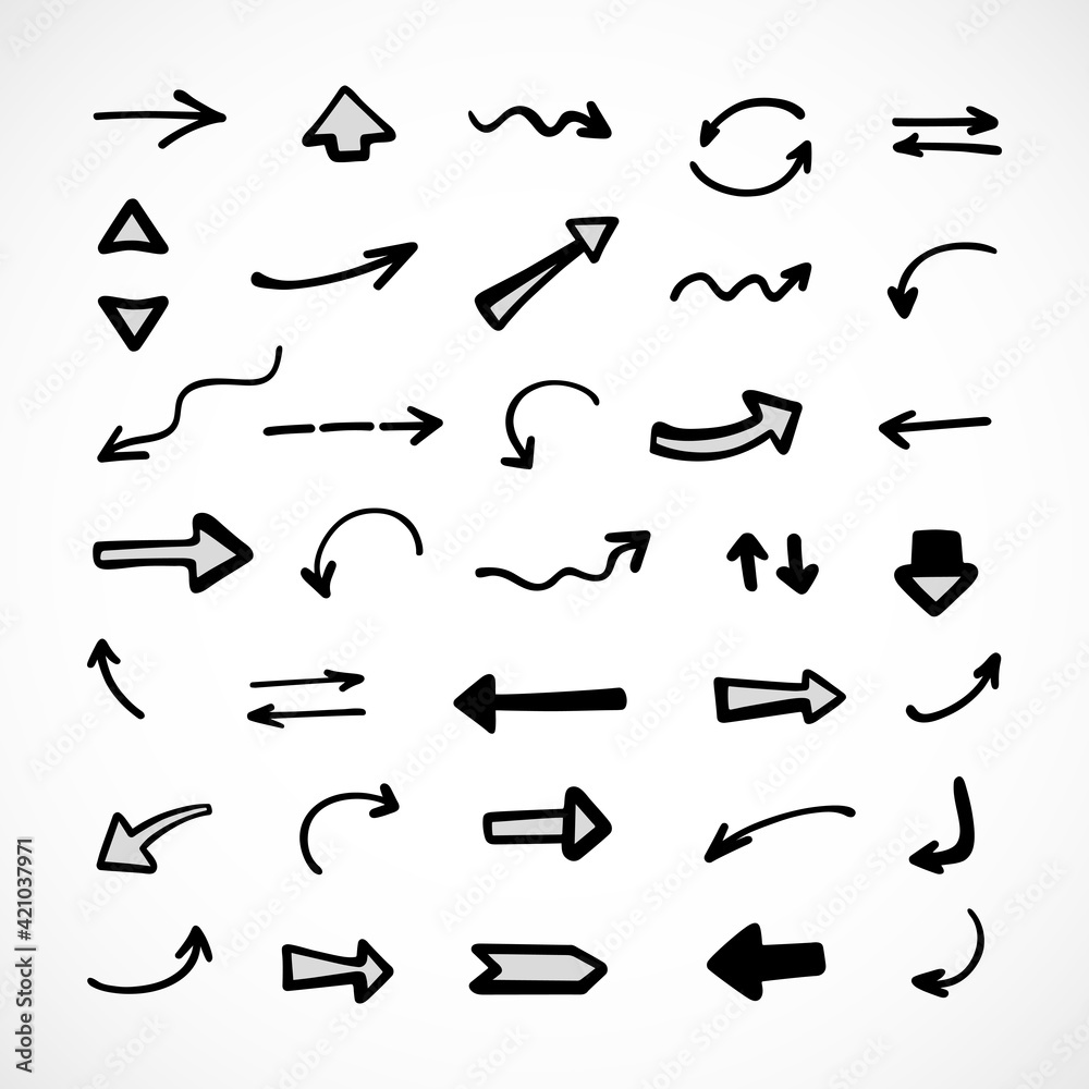 Vector set of hand-drawn arrows, elements for presentation Vector set of hand-drawn arrows, elements for presentation