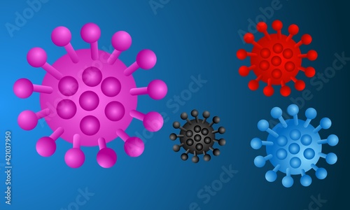 Corona virus 3d illustration, with grey red blue and pink. Vector illustration © Puji
