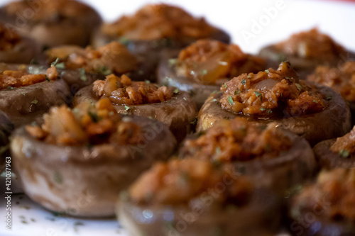 Textured Soy Stuffed Mushrooms