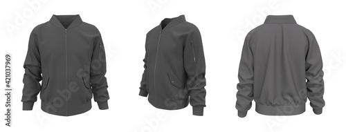 Billede på lærred Bomber jacket mockup, design presentation for print, 3d illustration, 3d renderi