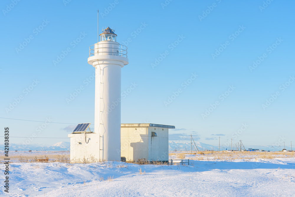 冬の野付埼灯台