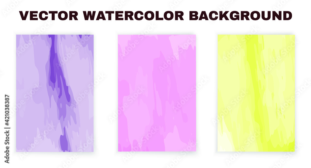 Set of three colors watercolor background or texture vector illustration