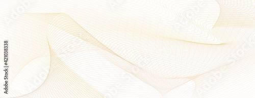 Pastel beige net pattern, guilloche. Light colored watermark. Flowing lines, squiggle curve. Vector background. Abstract design for cheque, voucher, gift card, certificate, landing page, banner. EPS10