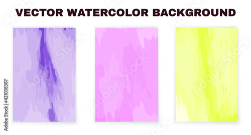 Set of three colors watercolor background or texture vector illustration photo