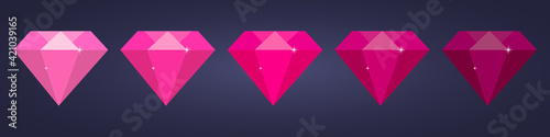 set of pink flat diamond on dark background